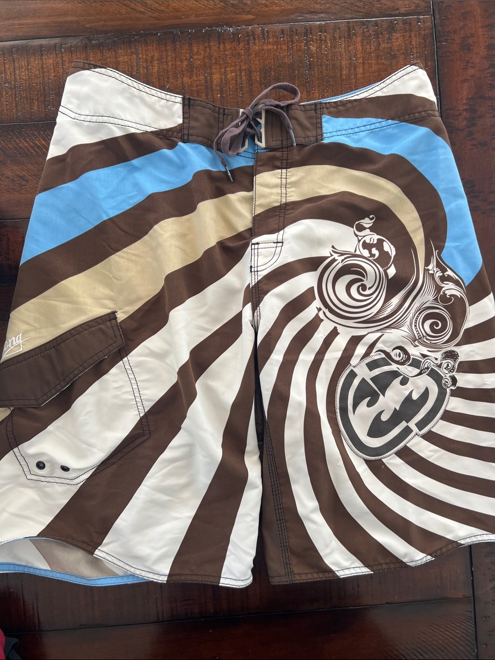 Billabong Men's Brown & Blue Graphic Swim Trunks